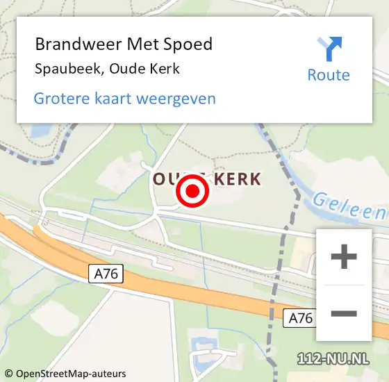 Locatie op kaart van de 112 melding: Brandweer Met Spoed Naar Spaubeek, Oude Kerk op 5 september 2023 01:00