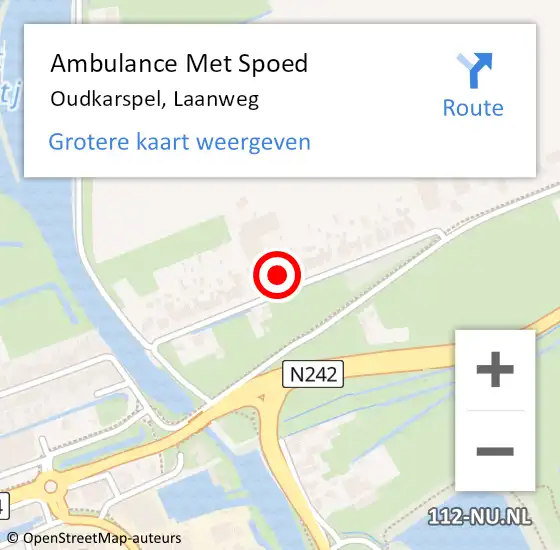 Locatie op kaart van de 112 melding: Ambulance Met Spoed Naar Oudkarspel, Laanweg op 5 september 2023 01:11