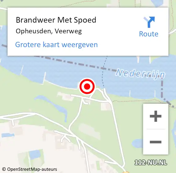 Locatie op kaart van de 112 melding: Brandweer Met Spoed Naar Opheusden, Veerweg op 5 september 2023 01:26