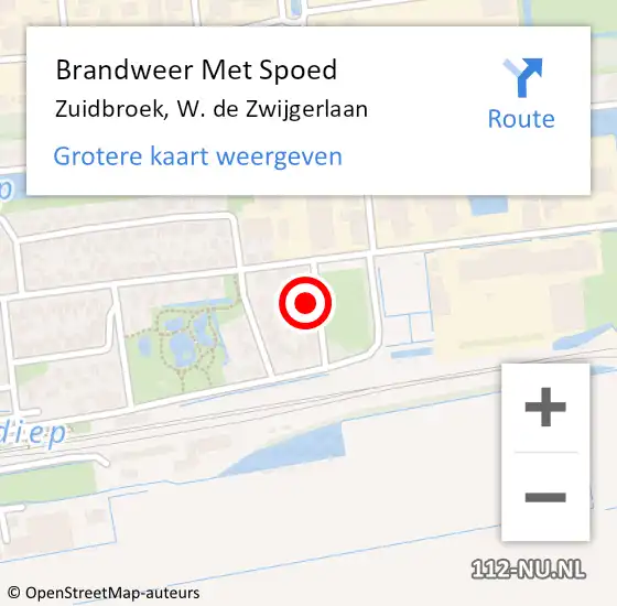Locatie op kaart van de 112 melding: Brandweer Met Spoed Naar Zuidbroek, W. de Zwijgerlaan op 5 september 2023 02:02