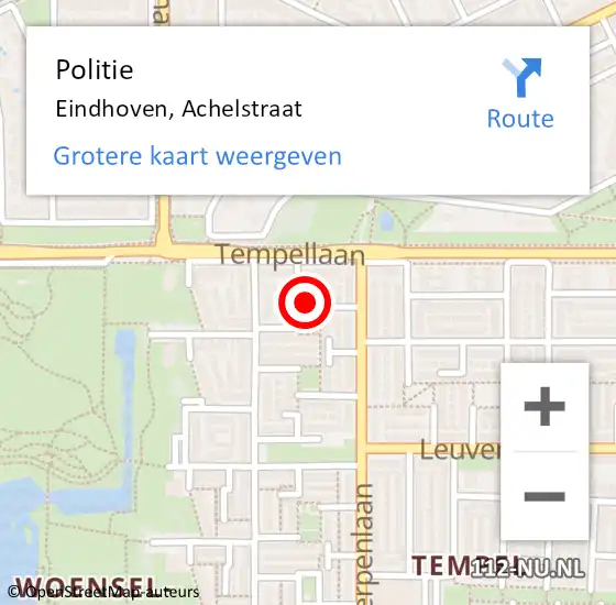 Locatie op kaart van de 112 melding: Politie Eindhoven, Achelstraat op 5 september 2023 02:24