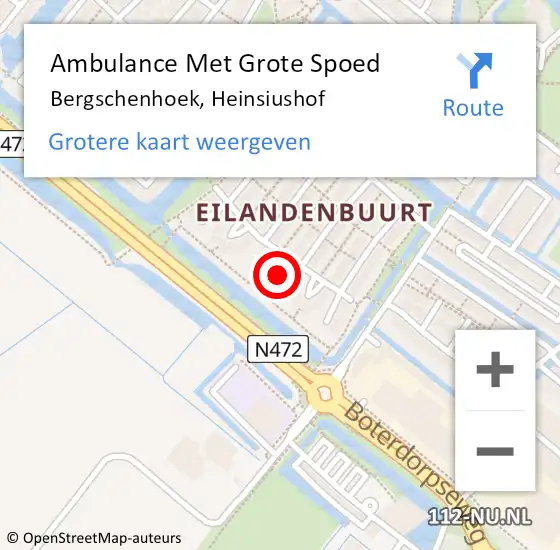 Locatie op kaart van de 112 melding: Ambulance Met Grote Spoed Naar Bergschenhoek, Heinsiushof op 5 september 2023 02:37