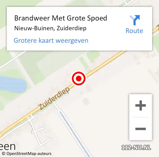 Locatie op kaart van de 112 melding: Brandweer Met Grote Spoed Naar Nieuw-Buinen, Zuiderdiep op 5 september 2023 03:12