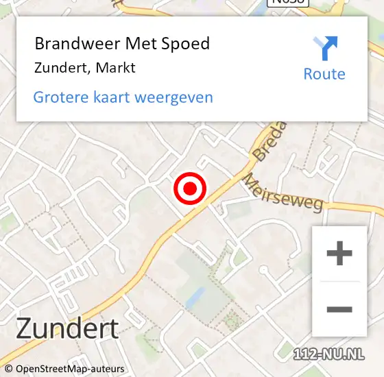 Locatie op kaart van de 112 melding: Brandweer Met Spoed Naar Zundert, Markt op 5 september 2023 03:27