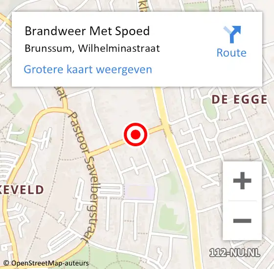 Locatie op kaart van de 112 melding: Brandweer Met Spoed Naar Brunssum, Wilhelminastraat op 5 september 2023 04:09