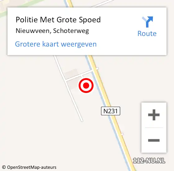 Locatie op kaart van de 112 melding: Politie Met Grote Spoed Naar Nieuwveen, Schoterweg op 5 september 2023 04:49
