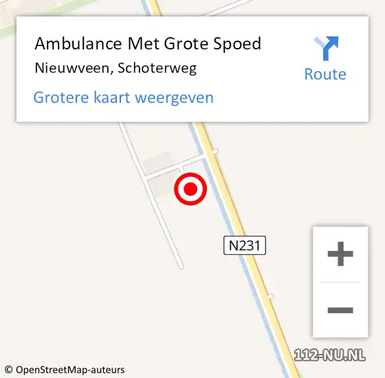 Locatie op kaart van de 112 melding: Ambulance Met Grote Spoed Naar Nieuwveen, Schoterweg op 5 september 2023 04:50