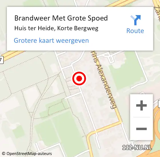 Locatie op kaart van de 112 melding: Brandweer Met Grote Spoed Naar Huis ter Heide, Korte Bergweg op 5 september 2023 05:05