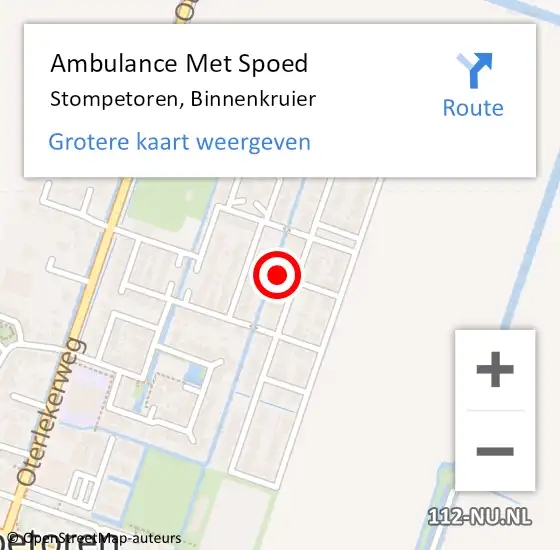 Locatie op kaart van de 112 melding: Ambulance Met Spoed Naar Stompetoren, Binnenkruier op 5 september 2023 05:25