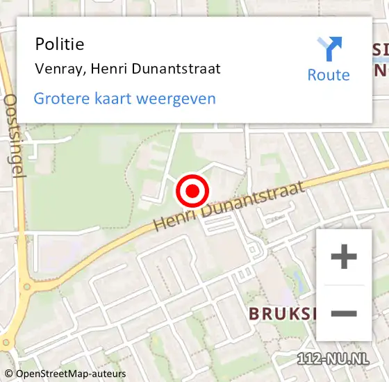 Locatie op kaart van de 112 melding: Politie Venray, Henri Dunantstraat op 5 september 2023 05:32