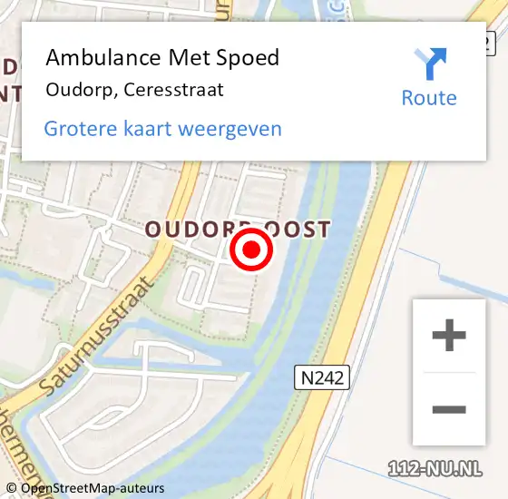 Locatie op kaart van de 112 melding: Ambulance Met Spoed Naar Oudorp, Ceresstraat op 5 september 2023 05:42