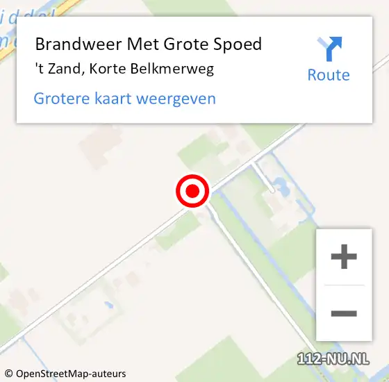 Locatie op kaart van de 112 melding: Brandweer Met Grote Spoed Naar 't Zand, Korte Belkmerweg op 5 september 2023 06:42