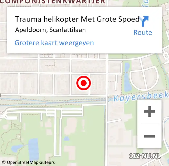 Locatie op kaart van de 112 melding: Trauma helikopter Met Grote Spoed Naar Apeldoorn, Scarlattilaan op 5 september 2023 07:06