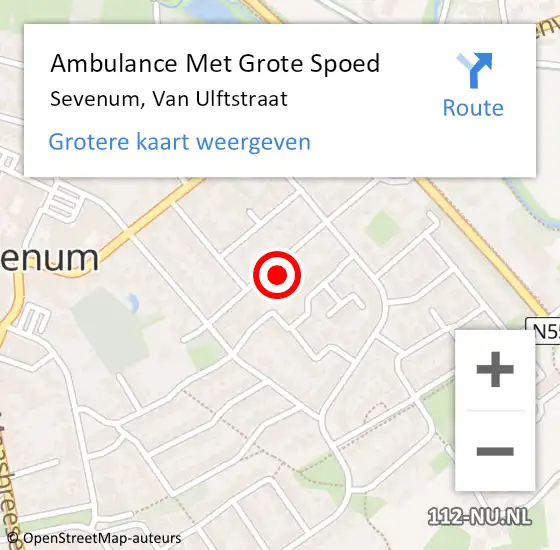 Locatie op kaart van de 112 melding: Ambulance Met Grote Spoed Naar Sevenum, Van Ulftstraat op 7 september 2014 00:05