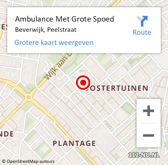 Locatie op kaart van de 112 melding: Ambulance Met Grote Spoed Naar Beverwijk, Peelstraat op 5 september 2023 07:33