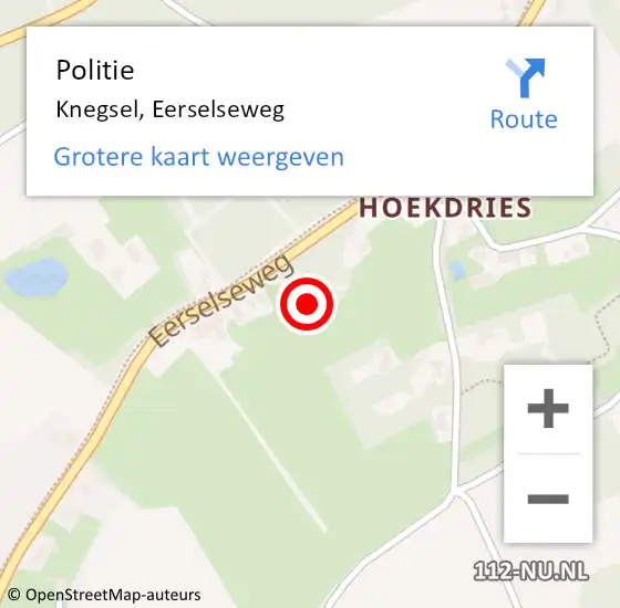 Locatie op kaart van de 112 melding: Politie Knegsel, Eerselseweg op 5 september 2023 08:08