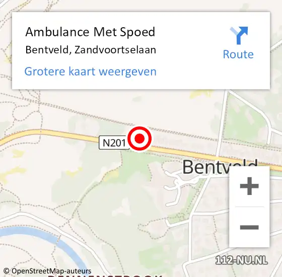 Locatie op kaart van de 112 melding: Ambulance Met Spoed Naar Bentveld, Zandvoortselaan op 5 september 2023 08:25