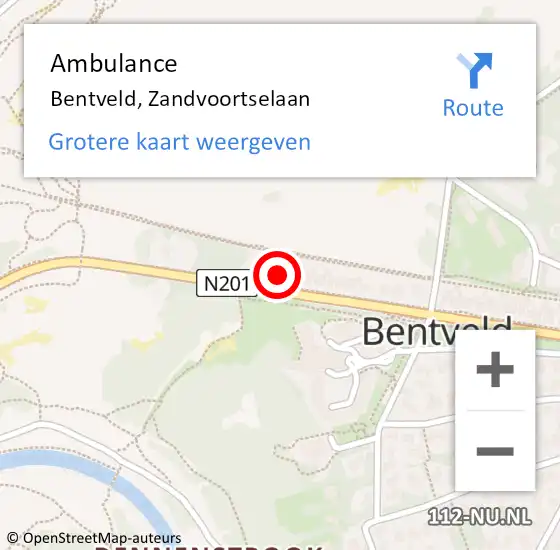Locatie op kaart van de 112 melding: Ambulance Bentveld, Zandvoortselaan op 5 september 2023 08:25