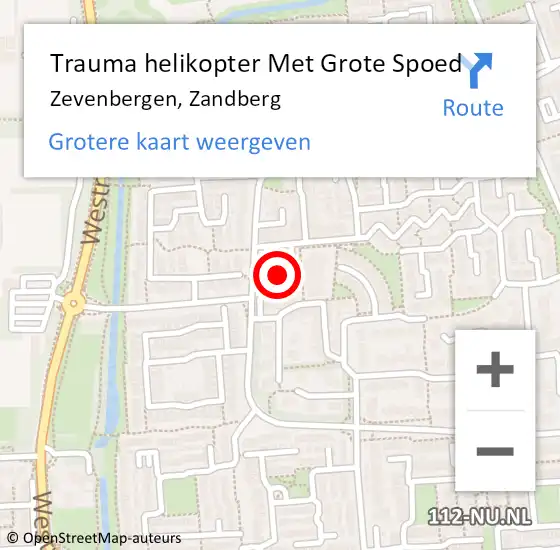 Locatie op kaart van de 112 melding: Trauma helikopter Met Grote Spoed Naar Zevenbergen, Zandberg op 5 september 2023 08:39