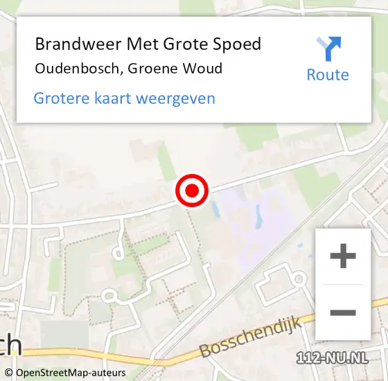 Locatie op kaart van de 112 melding: Brandweer Met Grote Spoed Naar Oudenbosch, Groene Woud op 5 september 2023 08:44