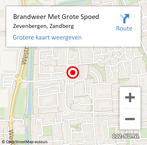 Locatie op kaart van de 112 melding: Brandweer Met Grote Spoed Naar Zevenbergen, Zandberg op 5 september 2023 08:48