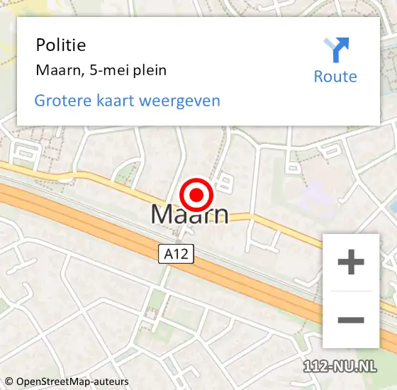 Locatie op kaart van de 112 melding: Politie Maarn, 5-mei plein op 5 september 2023 10:16