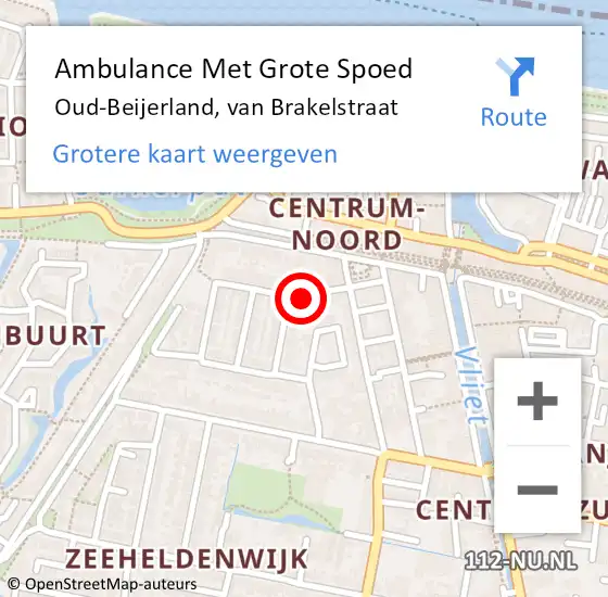 Locatie op kaart van de 112 melding: Ambulance Met Grote Spoed Naar Oud-Beijerland, van Brakelstraat op 5 september 2023 10:18