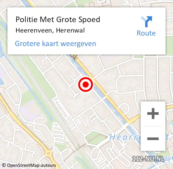 Locatie op kaart van de 112 melding: Politie Met Grote Spoed Naar Heerenveen, Herenwal op 5 september 2023 10:25