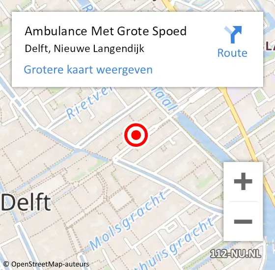 Locatie op kaart van de 112 melding: Ambulance Met Grote Spoed Naar Delft, Nieuwe Langendijk op 5 september 2023 10:32