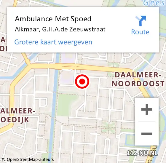 Locatie op kaart van de 112 melding: Ambulance Met Spoed Naar Alkmaar, G.H.A.de Zeeuwstraat op 5 september 2023 10:35