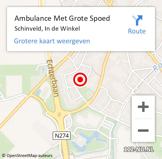 Locatie op kaart van de 112 melding: Ambulance Met Grote Spoed Naar Schinveld, In de Winkel op 7 september 2014 00:40