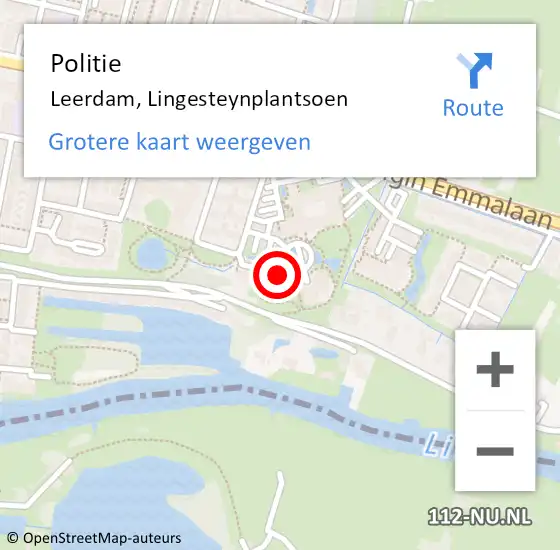 Locatie op kaart van de 112 melding: Politie Leerdam, Lingesteynplantsoen op 5 september 2023 10:38