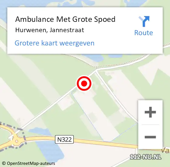 Locatie op kaart van de 112 melding: Ambulance Met Grote Spoed Naar Hurwenen, Jannestraat op 7 september 2014 00:40