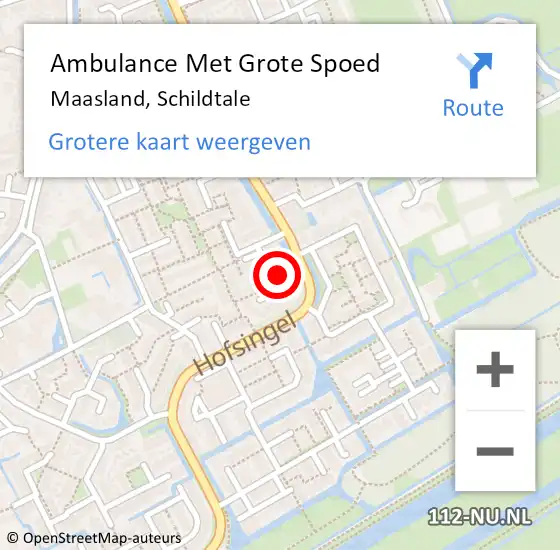 Locatie op kaart van de 112 melding: Ambulance Met Grote Spoed Naar Maasland, Schildtale op 5 september 2023 10:40