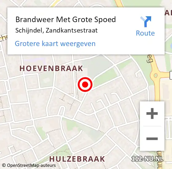 Locatie op kaart van de 112 melding: Brandweer Met Grote Spoed Naar Schijndel, Zandkantsestraat op 5 september 2023 10:51