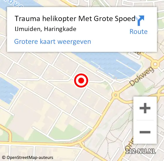 Locatie op kaart van de 112 melding: Trauma helikopter Met Grote Spoed Naar IJmuiden, Haringkade op 5 september 2023 10:53