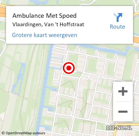 Locatie op kaart van de 112 melding: Ambulance Met Spoed Naar Vlaardingen, Van 't Hoffstraat op 5 september 2023 10:55