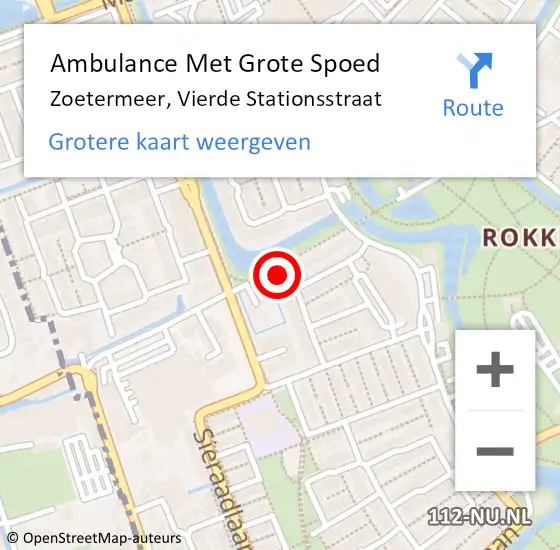 Locatie op kaart van de 112 melding: Ambulance Met Grote Spoed Naar Zoetermeer, Vierde Stationsstraat op 5 september 2023 10:56