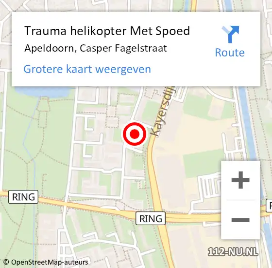 Locatie op kaart van de 112 melding: Trauma helikopter Met Spoed Naar Apeldoorn, Casper Fagelstraat op 5 september 2023 11:05