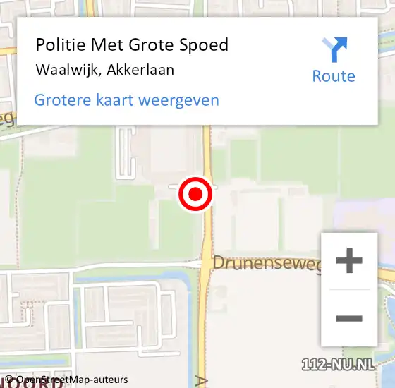 Locatie op kaart van de 112 melding: Politie Met Grote Spoed Naar Waalwijk, Akkerlaan op 5 september 2023 11:17