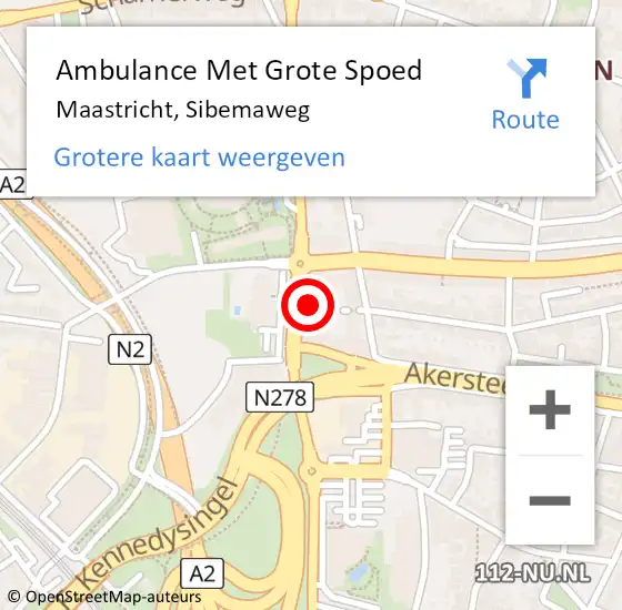 Locatie op kaart van de 112 melding: Ambulance Met Grote Spoed Naar Maastricht, Sibemaweg op 5 september 2023 11:23