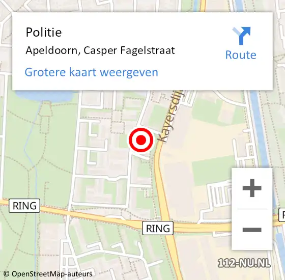 Locatie op kaart van de 112 melding: Politie Apeldoorn, Casper Fagelstraat op 5 september 2023 11:28