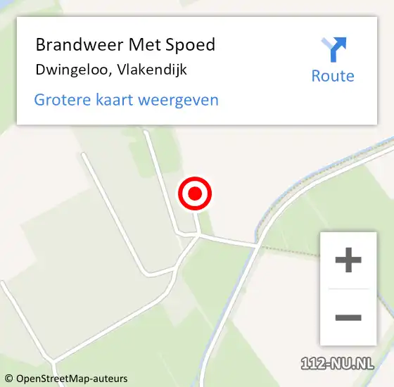 Locatie op kaart van de 112 melding: Brandweer Met Spoed Naar Dwingeloo, Vlakendijk op 5 september 2023 11:42