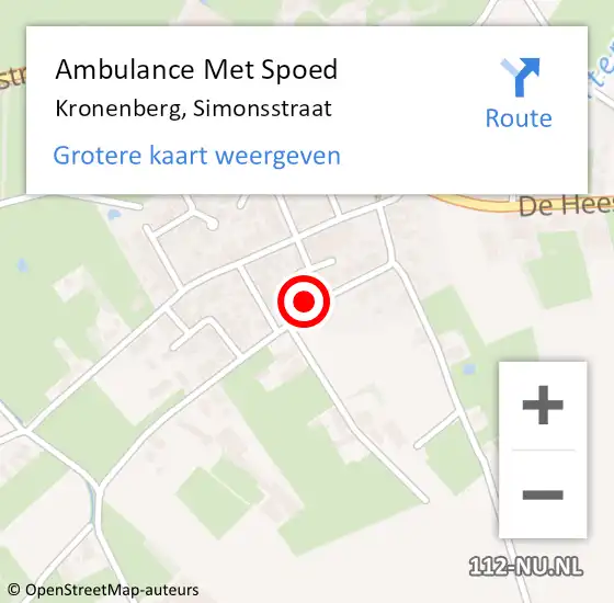 Locatie op kaart van de 112 melding: Ambulance Met Spoed Naar Kronenberg, Simonsstraat op 7 september 2014 00:59