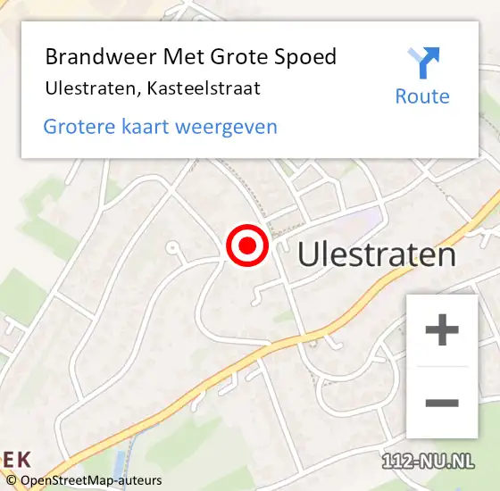 Locatie op kaart van de 112 melding: Brandweer Met Grote Spoed Naar Ulestraten, Kasteelstraat op 5 september 2023 11:53