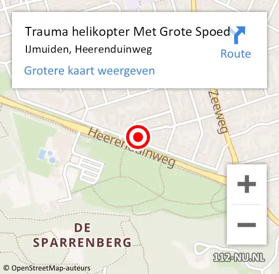 Locatie op kaart van de 112 melding: Trauma helikopter Met Grote Spoed Naar IJmuiden, Heerenduinweg op 5 september 2023 12:23