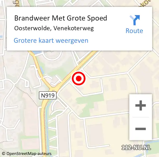 Locatie op kaart van de 112 melding: Brandweer Met Grote Spoed Naar Oosterwolde, Venekoterweg op 5 september 2023 12:44