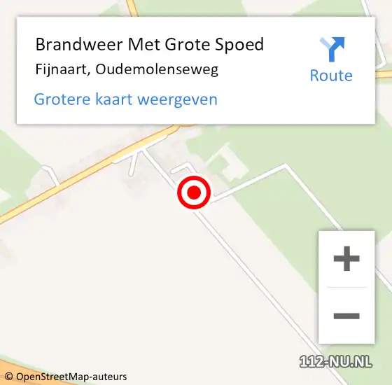 Locatie op kaart van de 112 melding: Brandweer Met Grote Spoed Naar Fijnaart, Oudemolenseweg op 5 september 2023 13:15