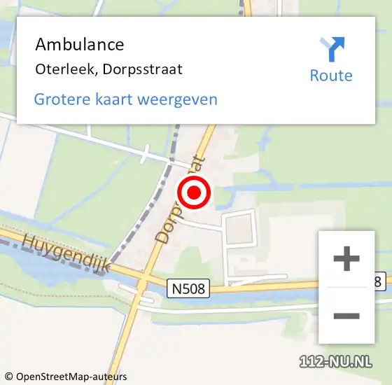 Locatie op kaart van de 112 melding: Ambulance Oterleek, Dorpsstraat op 5 september 2023 13:35
