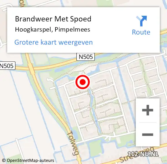 Locatie op kaart van de 112 melding: Brandweer Met Spoed Naar Hoogkarspel, Pimpelmees op 5 september 2023 13:40